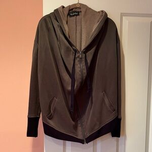 The Kooples Sport Taupe Zip Hoodie with Black Trim